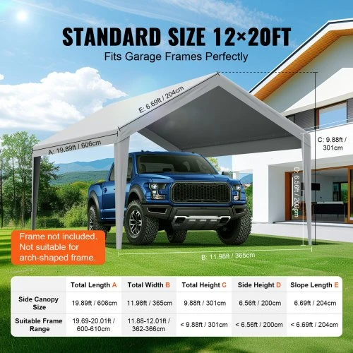 Koduva Automobilio stoginės pakaitinis uždangalas VEVOR, pilkas, 610 x 364 cm