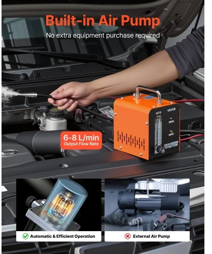 VEVOR Automobilių dūmų nuotėkio detektorius SD712, DC 12 V, juodas/oranžinis