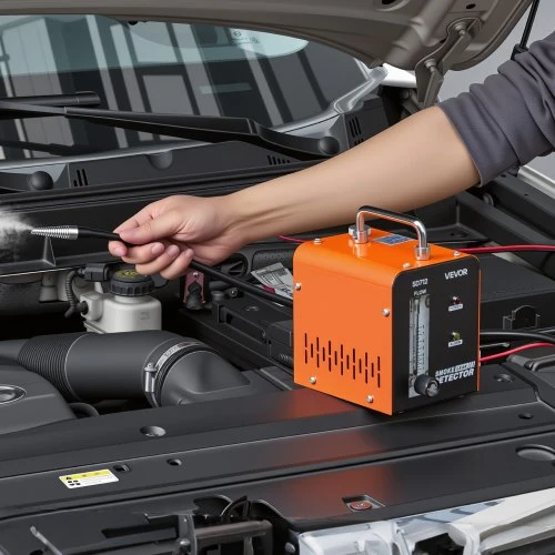 VEVOR Automobilių dūmų nuotėkio detektorius SD712, DC 12 V, juodas/oranžinis