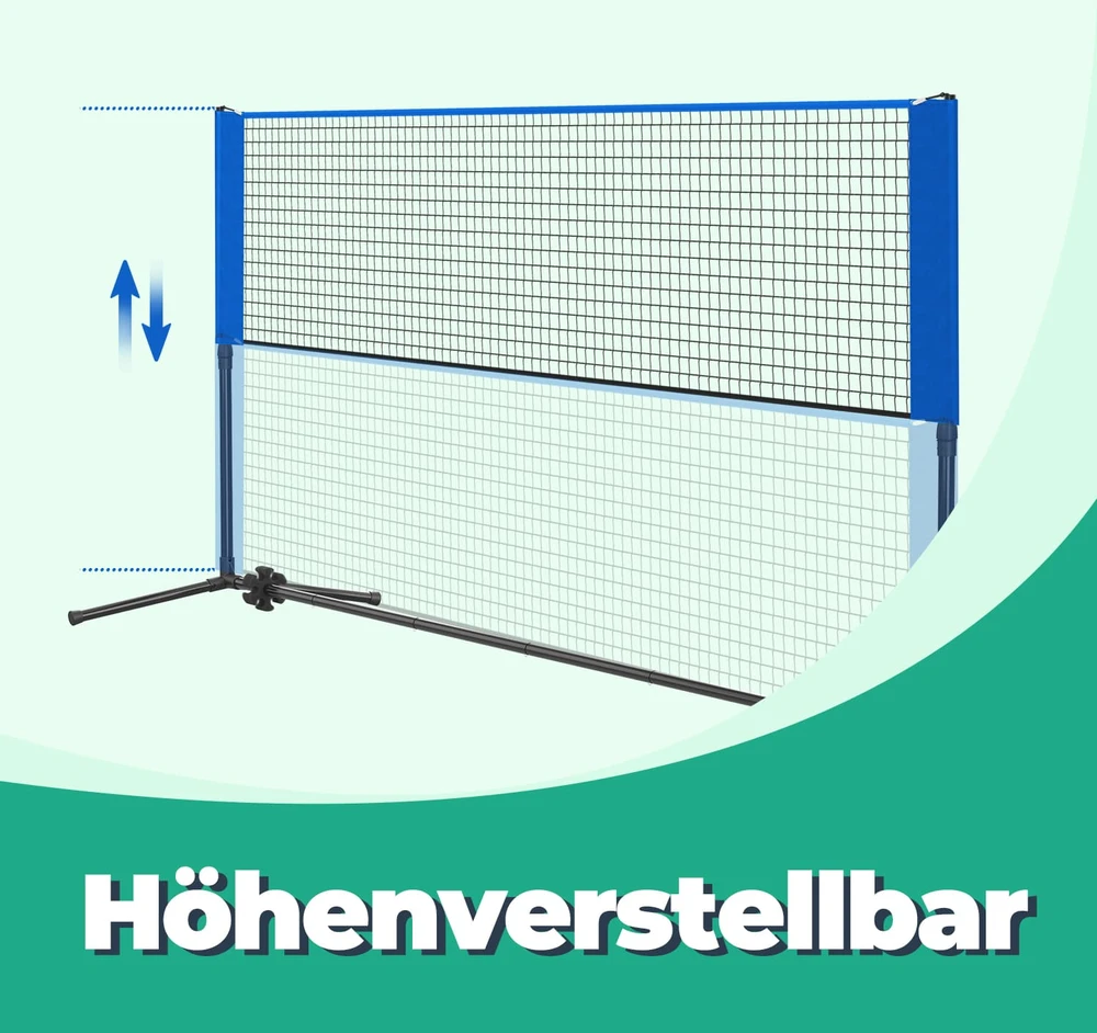 Koduva Badmintono tinklas, 4 m, reguliuojamo aukščio 90–155 cm, su krepšiu
