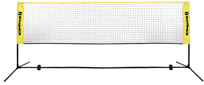 Koduva Badmintono tinklas su geležiniu rėmu, reguliuojamo aukščio, 4 m, juodos-geltonos spalvos