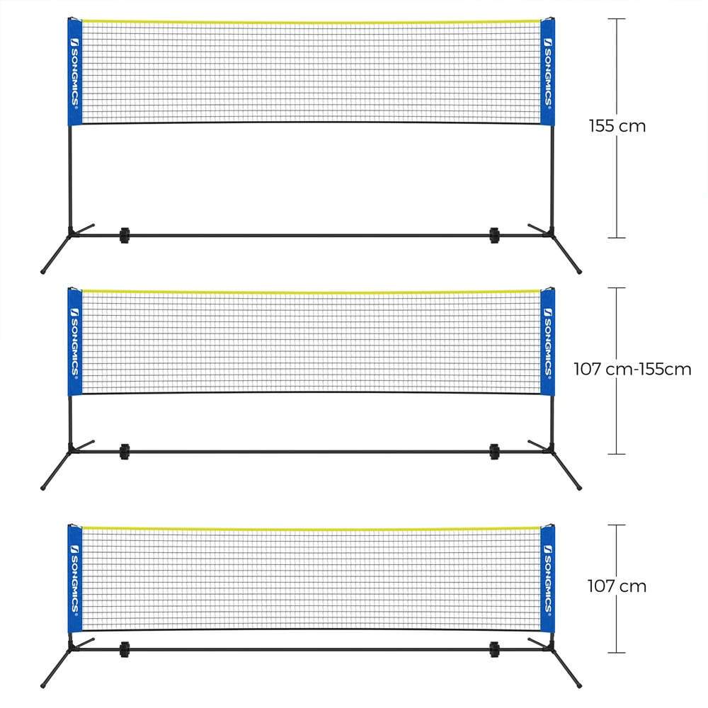 Koduva Badmintono tinklas su reguliuojamu aukščiu, 400 x 103 x 90–155 cm, mėlynas-geltonas