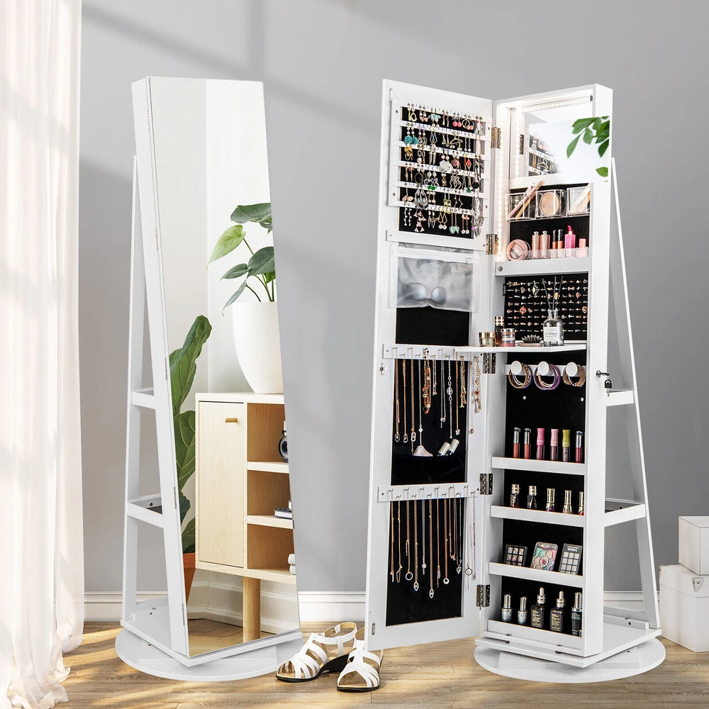 Promotion Balta 161cm Sukinių Spintelė su LED Apšvietimu
