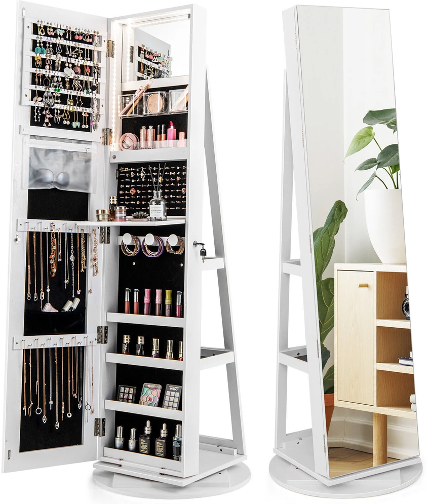 Promotion Balta 161cm Sukinių Spintelė su LED Apšvietimu