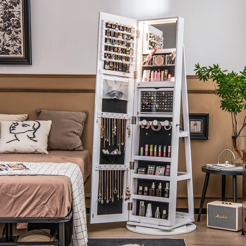 Promotion Balta 161cm Sukinių Spintelė su LED Apšvietimu