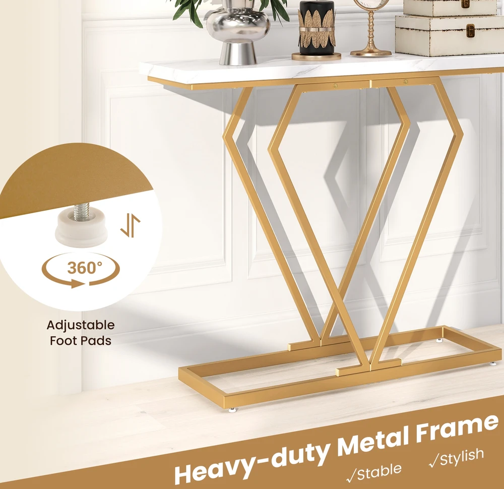 Promotion Balta konsolė su auksiniu rėmu