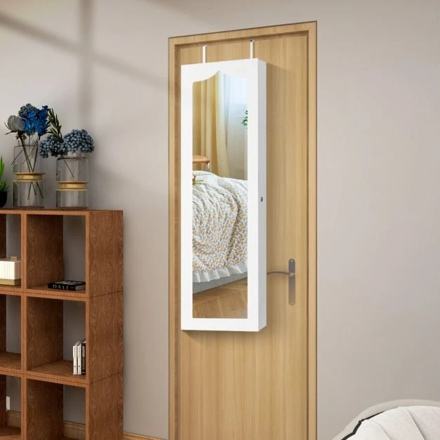 Promotion Balta LED užrakinama papuošalų spintelė su akrilu
