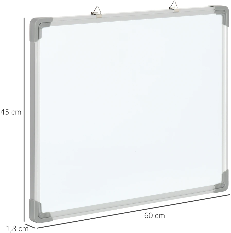 Aosom Balta lenta, lengvai nuvaloma, 4 žymekliai, 10 magnetų, 1 trintukas, 60 x 1,8 x 45 cm