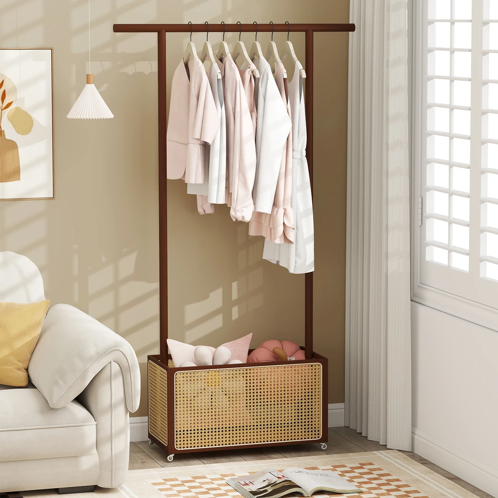 Promotion Bambuko drabužių stovas 2-in-1 rudas