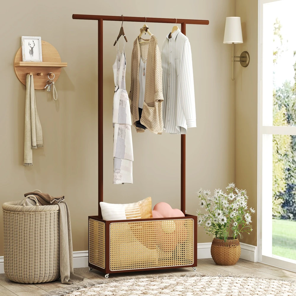 Promotion Bambuko drabužių stovas 2-in-1 rudas