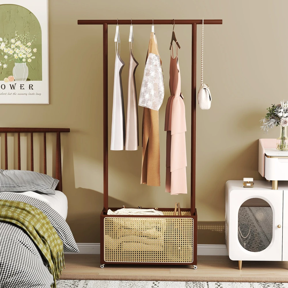 Promotion Bambuko drabužių stovas 2-in-1 rudas