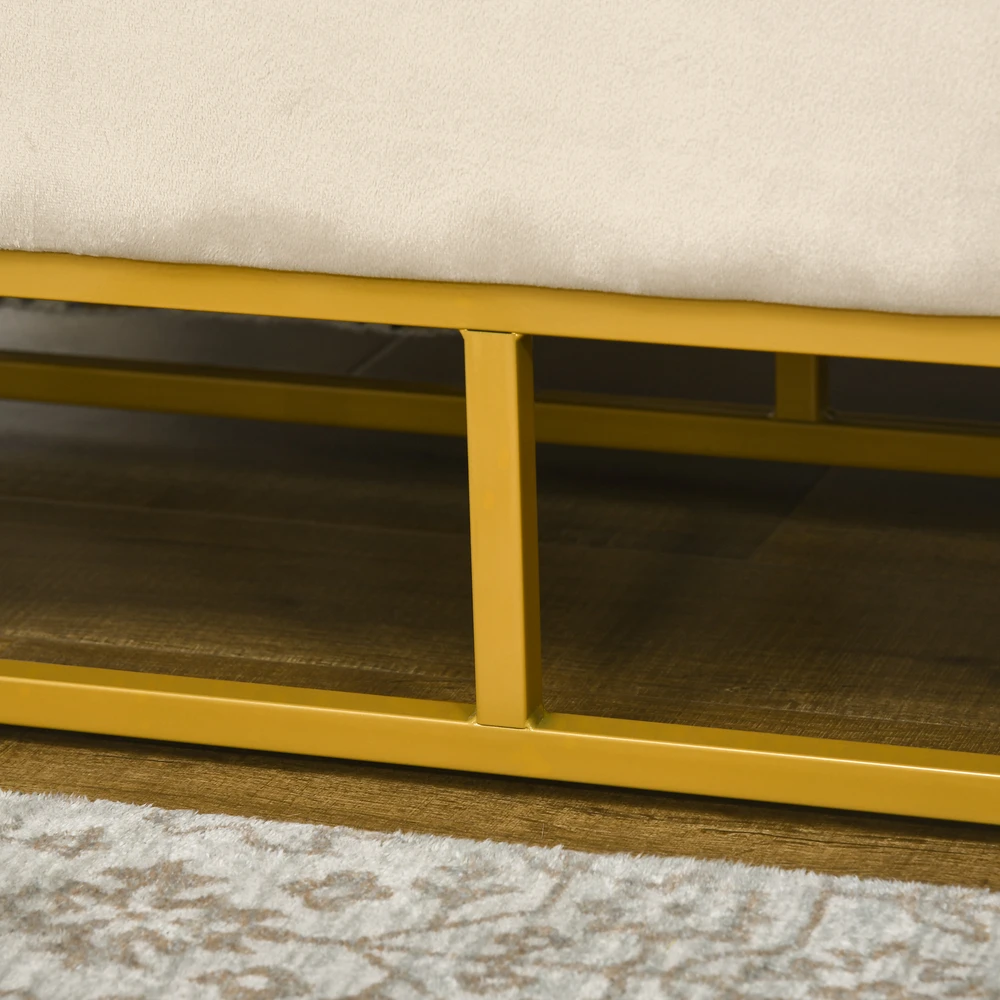 Aosom Bankas su daiktadėže, smėlio spalvos, 110 x 44 x 49 cm