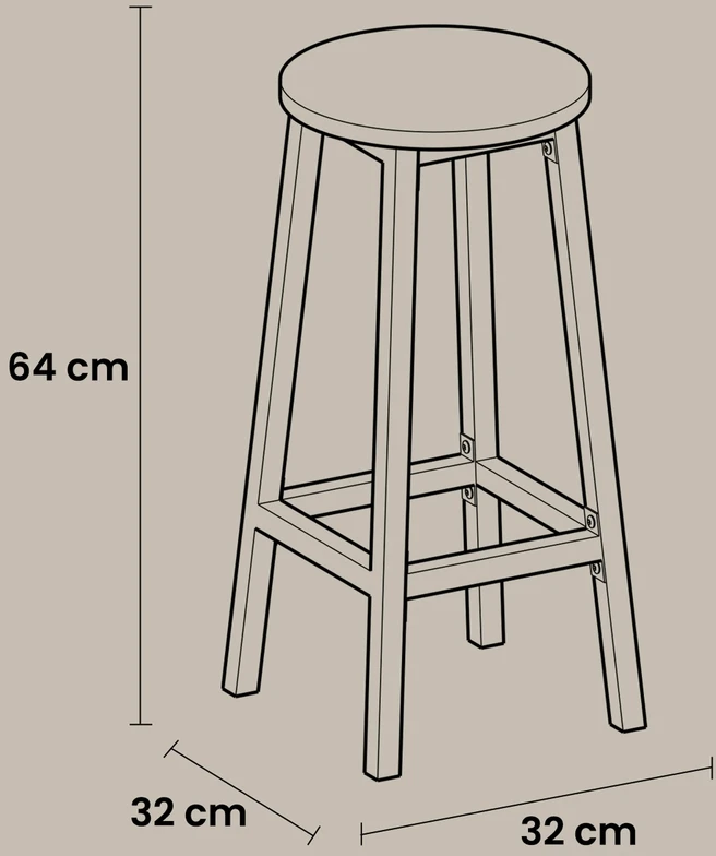 Koduva Baro kėdžių komplektas, 2 vnt., plieno rėmas, Ø 32 x 65 cm, vintažinė ruda-juoda