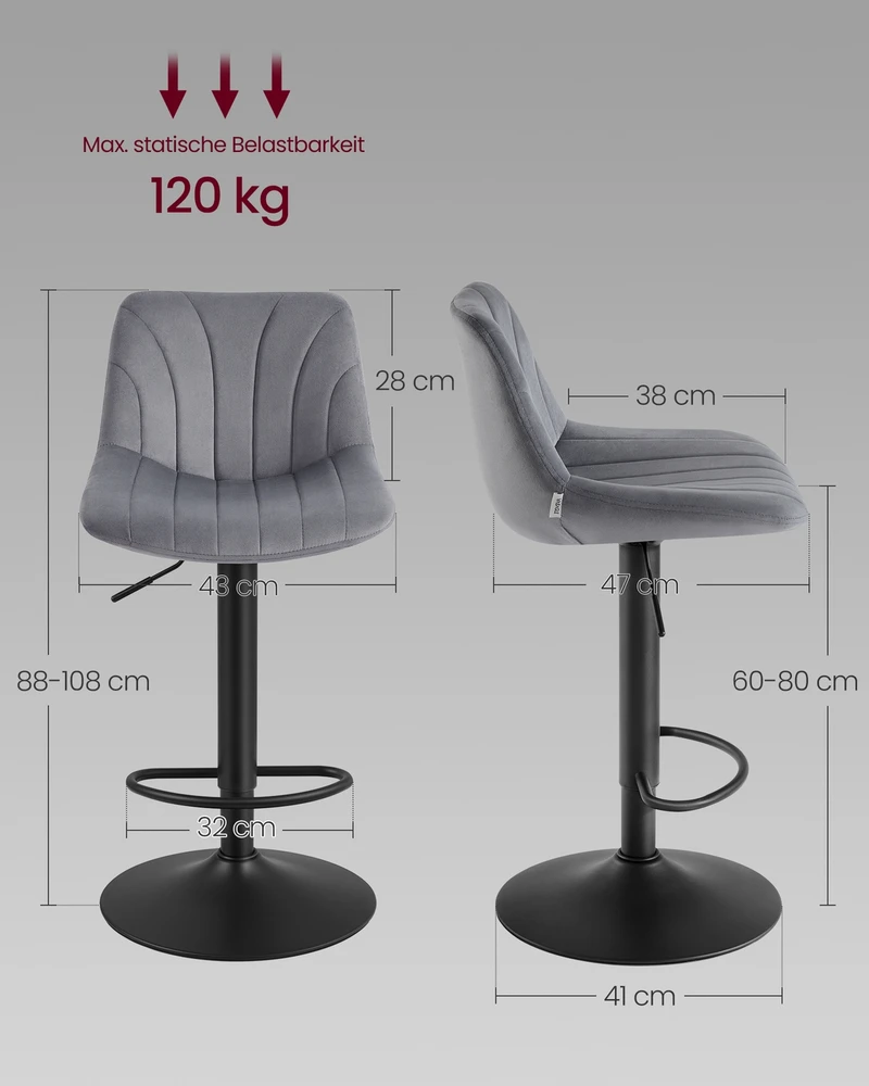 Koduva Baro kėdžių komplektas, 2 vnt., su atlošu, 360° pasukama sėdyne, pilkai mėlynas