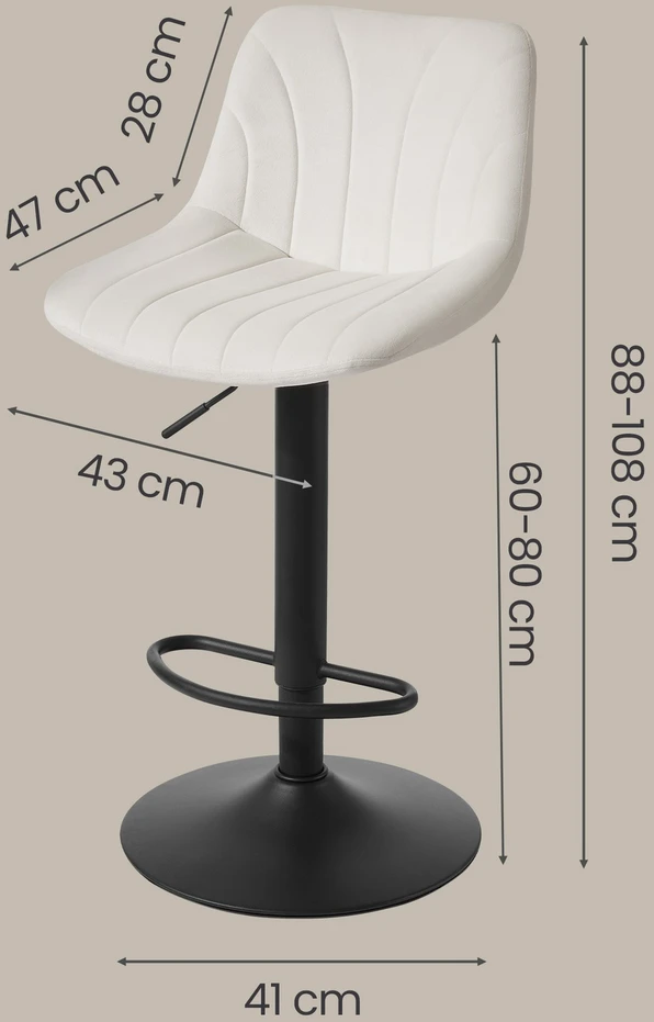 Koduva Baro kėdžių komplektas, 2 vnt., su atlošu, reguliuojamo aukščio 88-108 cm, balta