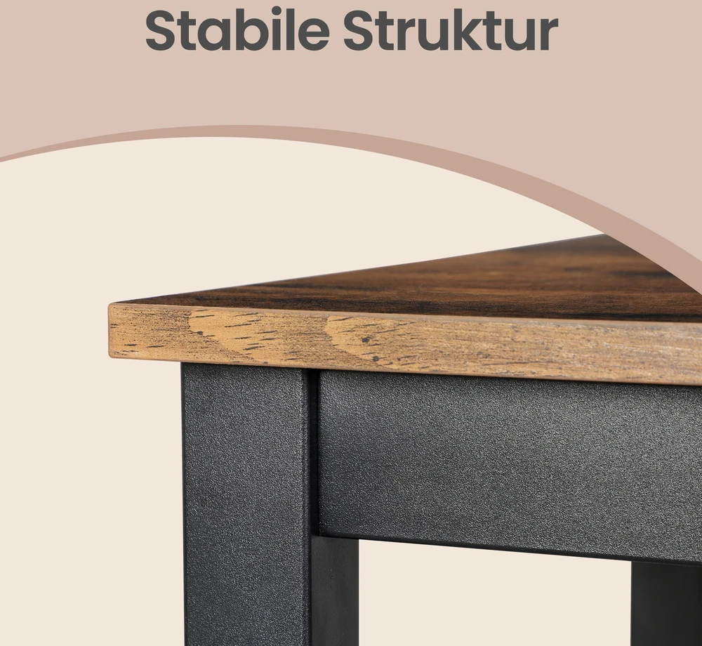 Koduva Baro stalas, pramoninio stiliaus, 120 x 60 x 90 cm, medžio drožlių plokštė ir geležis