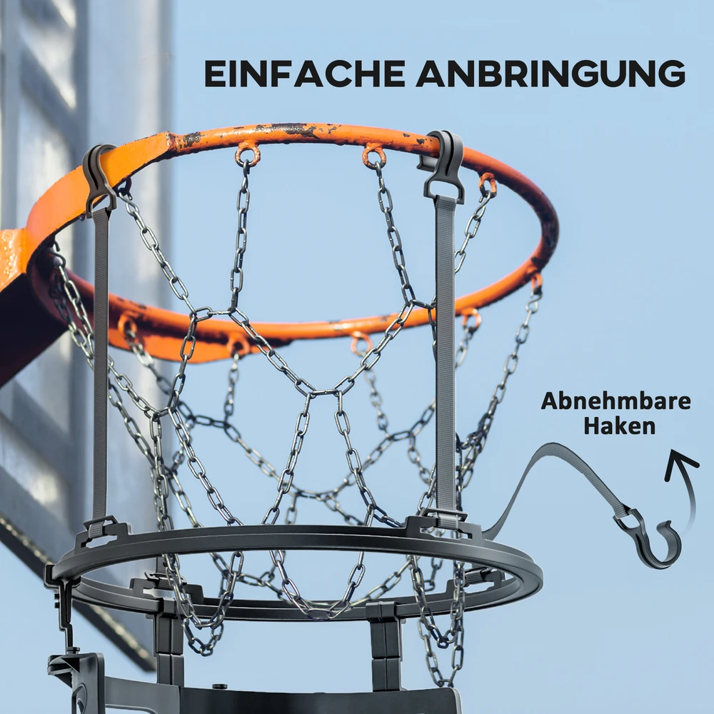 Aosom Basketballo kamuolio grąžinimo įtaisas, reguliuojamas aukštis, 360° pasukamas, plastikas, juodas, 35,6 x 35,6 x 75,5 cm