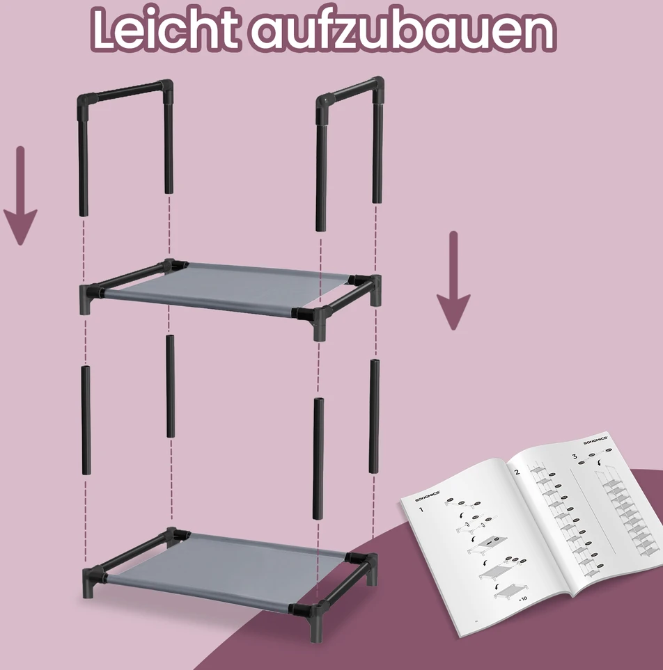 Koduva Batų lentyna, 10 aukštų, 33 x 33 x 173 cm, metalinis rėmas, pilka