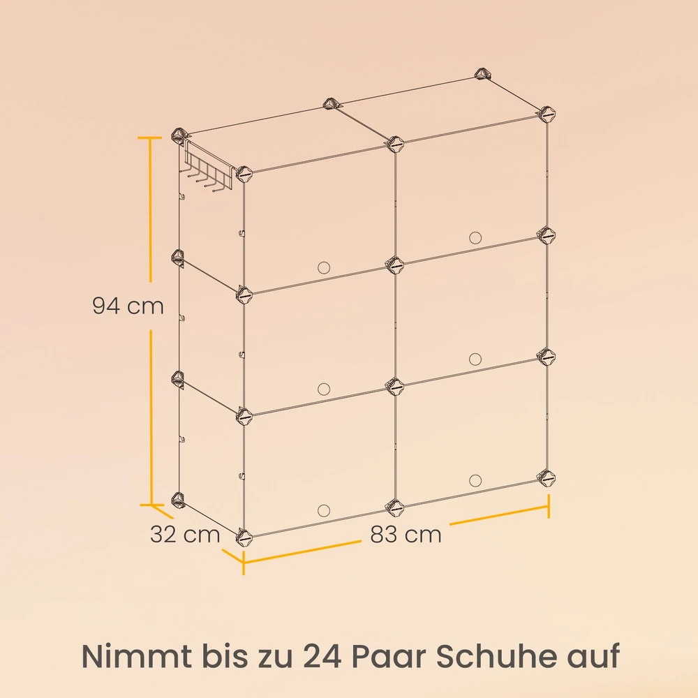 Koduva Batų spintelė su 12 skyriais, plieno rėmas, juoda, 32 x 83 x 156 cm