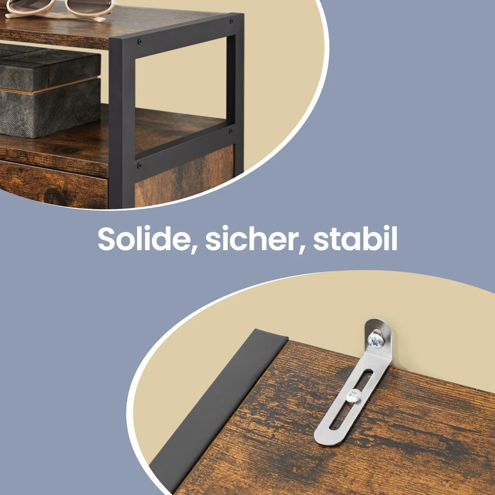 Koduva Batų spintelė su 3 atverčiamais skyriais, 15–18 porų, 80 x 30 x 130 cm, ruda-juoda