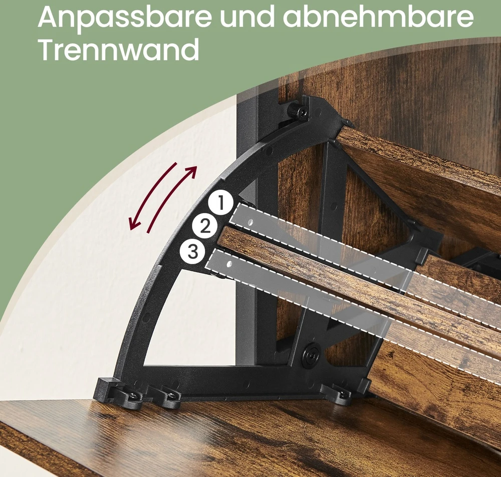 Songmics Batų spintelė su 3 atverčiamomis durelėmis, 15–18 porų, 60 x 30 x 130 cm, ruda-juoda