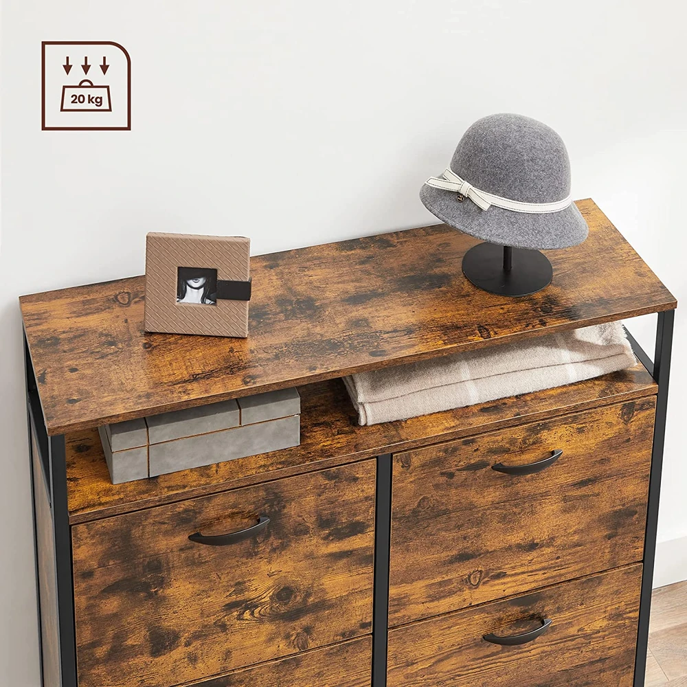 Songmics Batų spintelė su 4 atverčiamais skyriais, 98,3 x 30 x 95 cm, ruda–juoda