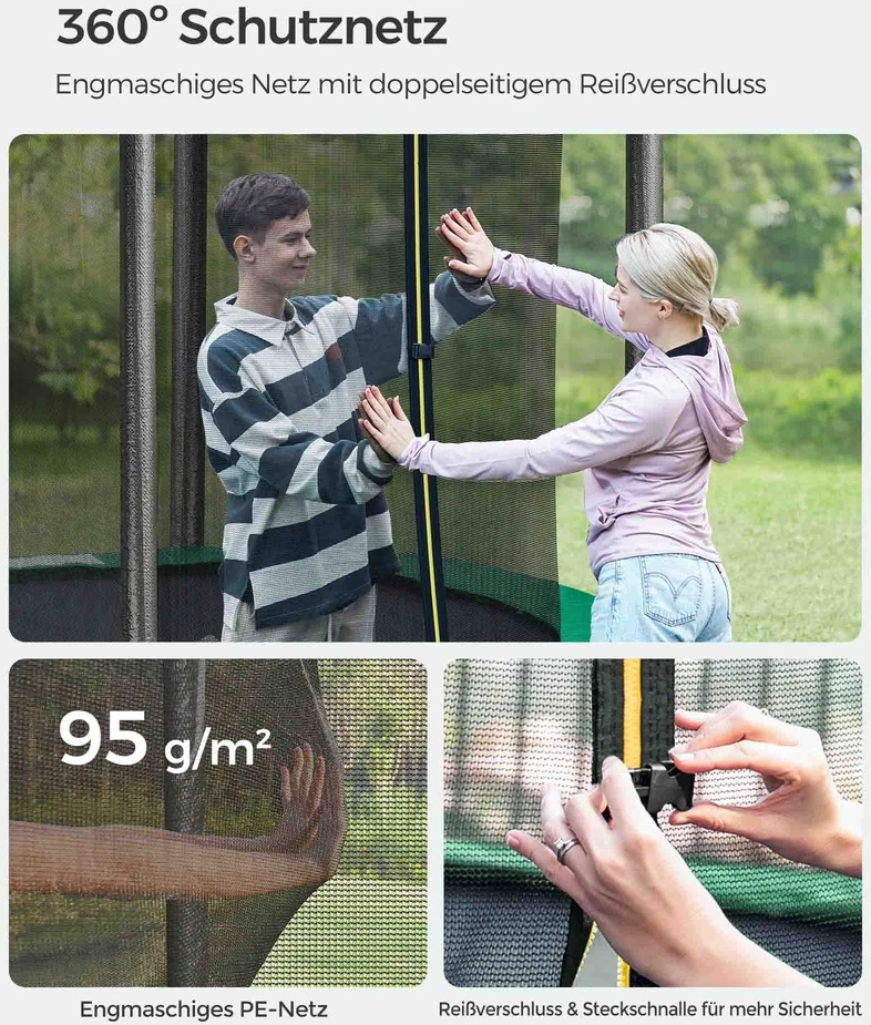 Koduva Batutas 244 cm skersmens, su vidiniu apsauginiu tinklu ir kopėčiomis, juodas/tamsiai žalias