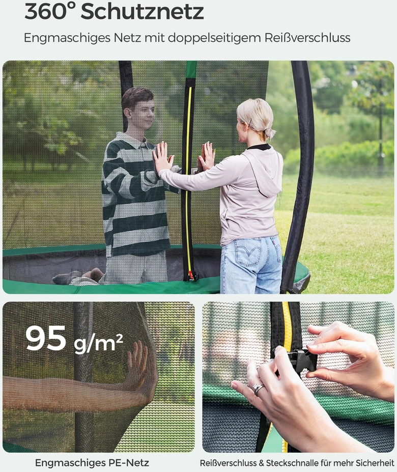 Koduva Batutas, Ø 244 cm, su vidiniu apsauginiu tinklu, juodas-tamsiai žalias