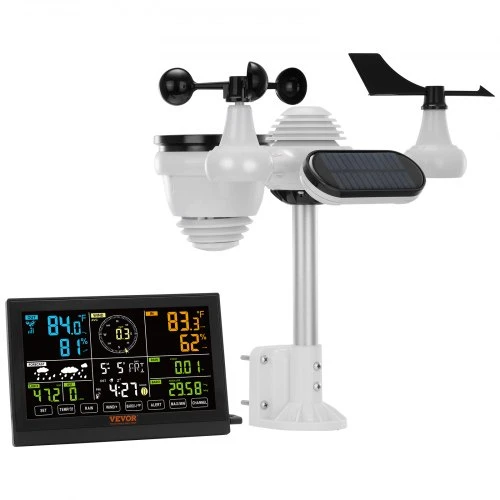 VEVOR Belaidė meteorologinė stotis 7-in-1, su 19 cm spalvotu ekranu