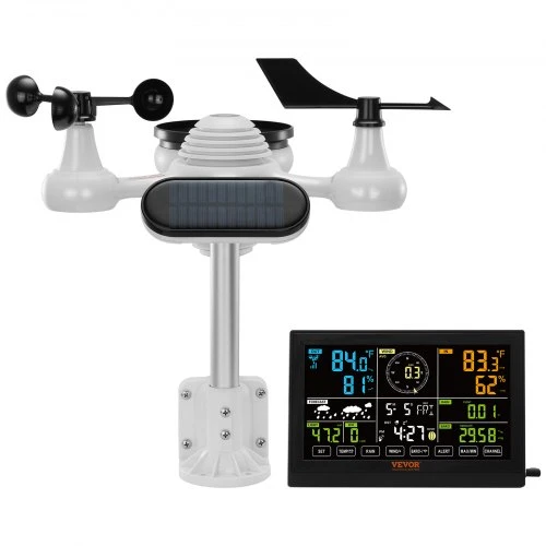 VEVOR Belaidė meteorologinė stotis 7-in-1, su 19 cm spalvotu ekranu