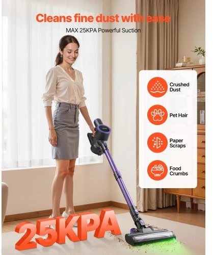 VEVOR Belaidis dulkių siurblys W01, 25 kPa, 0,8 l, 22,2 V