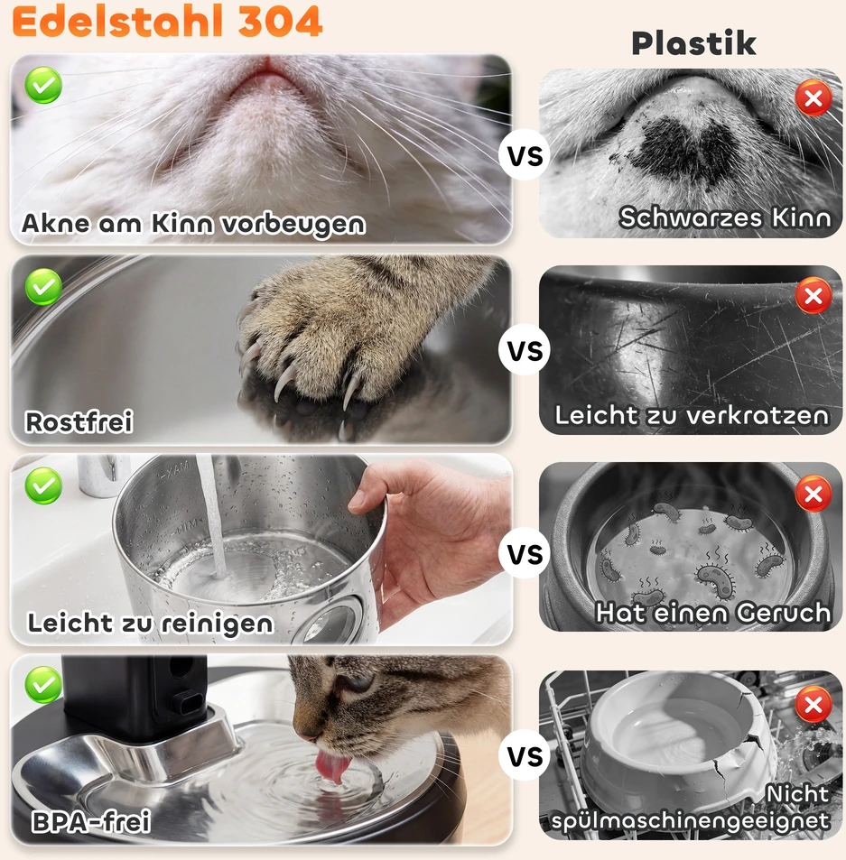 Aosom Belaidis kačių fontanas, 4 L, nerūdijantis plienas, sidabrinis / juodas