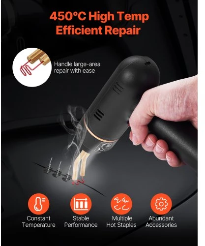 VEVOR Belaidis plastiko suvirintojas XC-01, 120 W, su 400 karštų kabių, 4 tipai