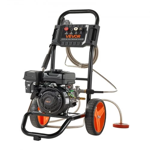 VEVOR Benzininė aukšto slėgio plovykla 2500D-SP, 199,9 bar, 7 l/min, juoda / oranžinė, su 4 purkštukais