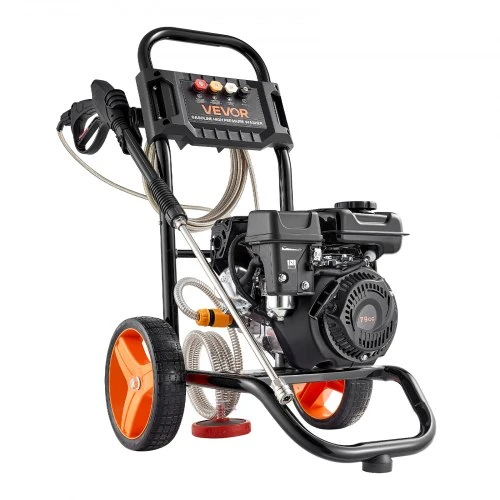 VEVOR Benzininė aukšto slėgio plovykla 2500D-SP, 199,9 bar, 7 l/min, juoda / oranžinė, su 4 purkštukais