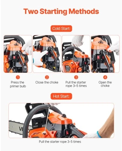 VEVOR Benzininis grandininis pjūklas 4000, 40 cc, 1,3 kW, 36 cm, oranžinė / juoda