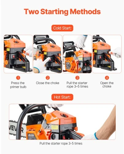 VEVOR Benzininis grandininis pjūklas 5200, 1,8 kW, 46 cm, oranžinis / juodas