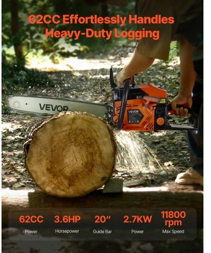 VEVOR Benzininis grandininis pjūklas 6200, 2,7 kW, 51 cm, oranžinė / juoda