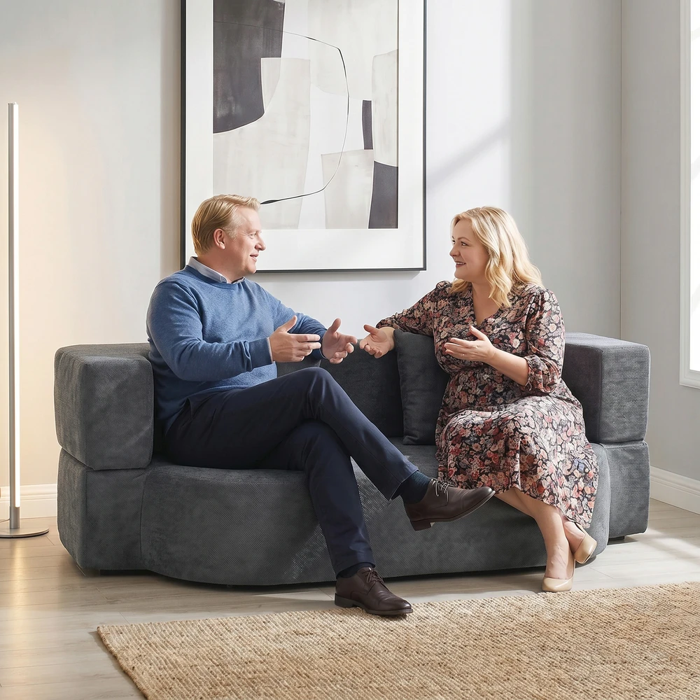 Aosom Berėmė dvivietė grindų sofa-lova su 2 pagalvėmis, tamsiai pilka, 190 cm