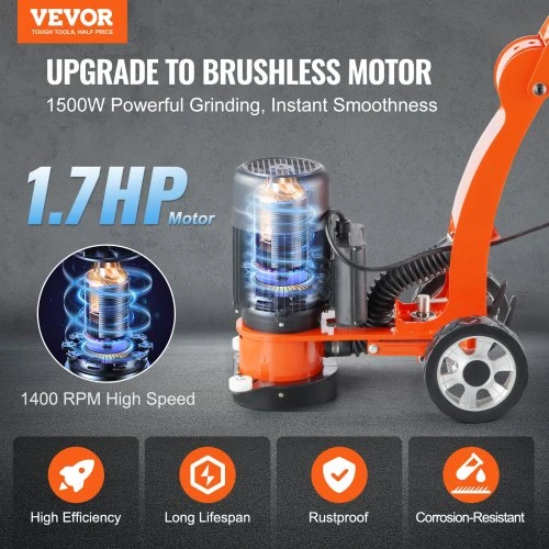 VEVOR Betono šlifuoklis WKG180, oranžinis, 1500 W