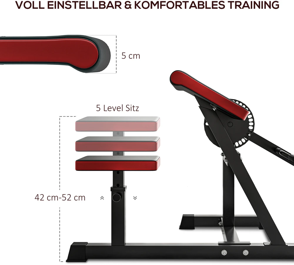 Aosom Bicepso lenkimo ir tricepso tiesimo treniruoklis, 5 sėdynės padėtys, 25 kampai, plienas ir dirbtinė oda, juodas