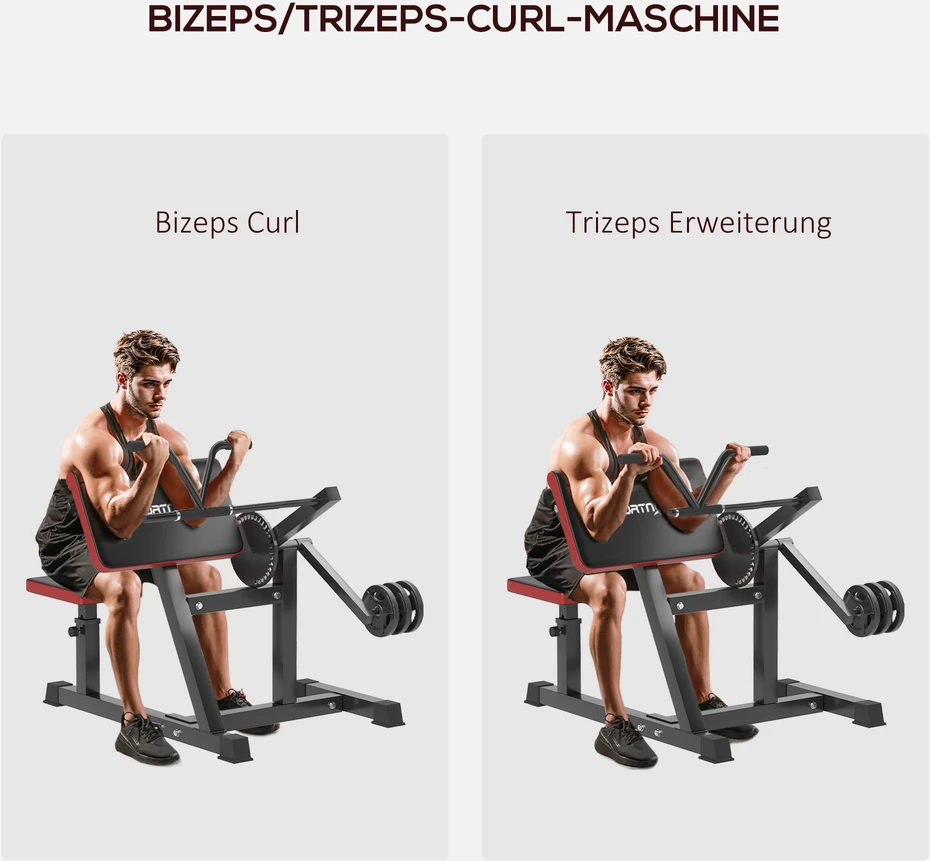 Aosom Bicepso lenkimo ir tricepso tiesimo treniruoklis, 5 sėdynės padėtys, 25 kampai, plienas ir dirbtinė oda, juodas