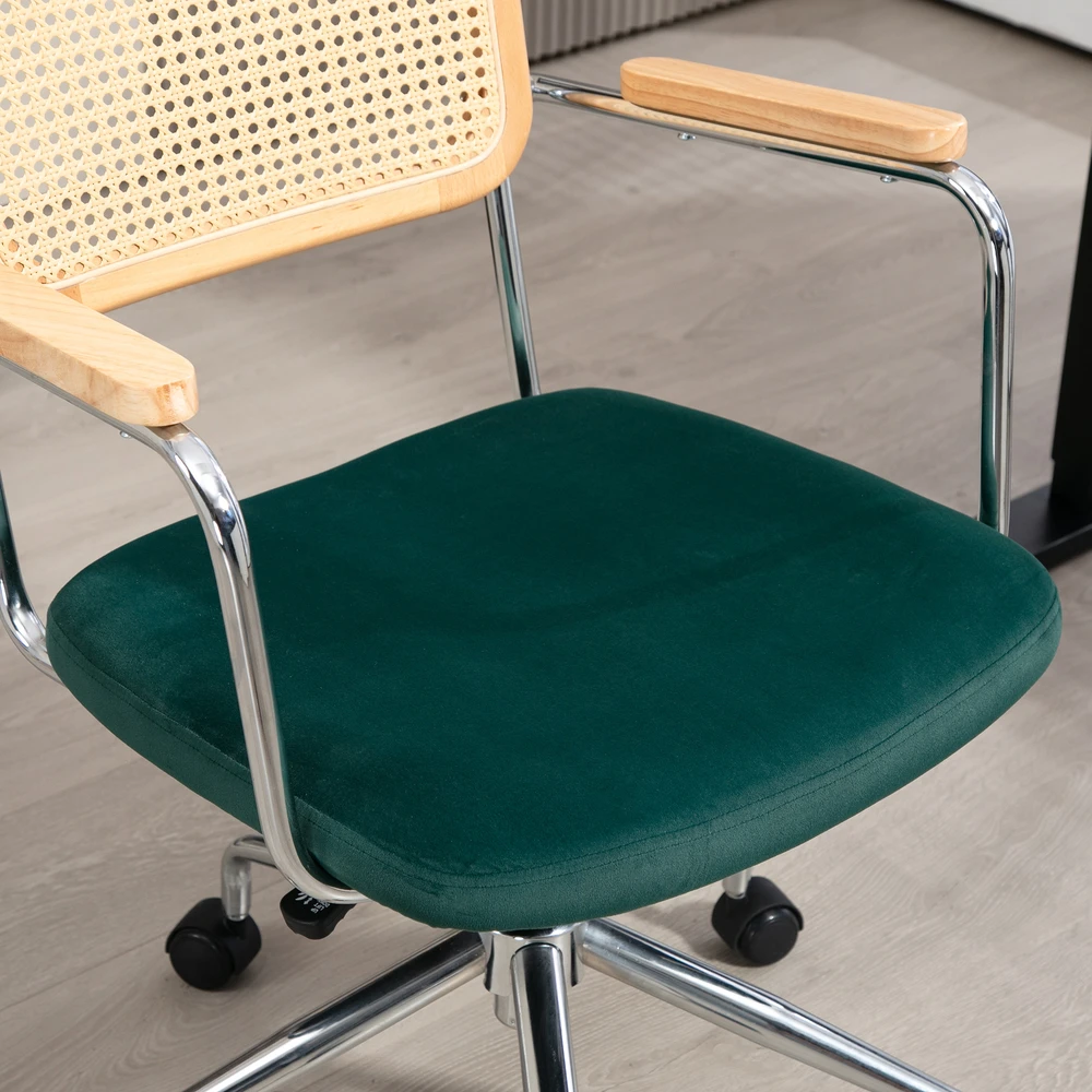 Aosom Biuro kėdė boho stiliaus, žalia, 65 x 58 x 86-94 cm, iki 120 kg
