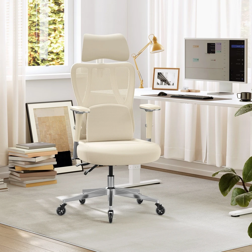 Koduva Biuro kėdė, ergonominė, pasukama, ruda-balta, 70 x 70 x 112–132 cm, iki 150 kg