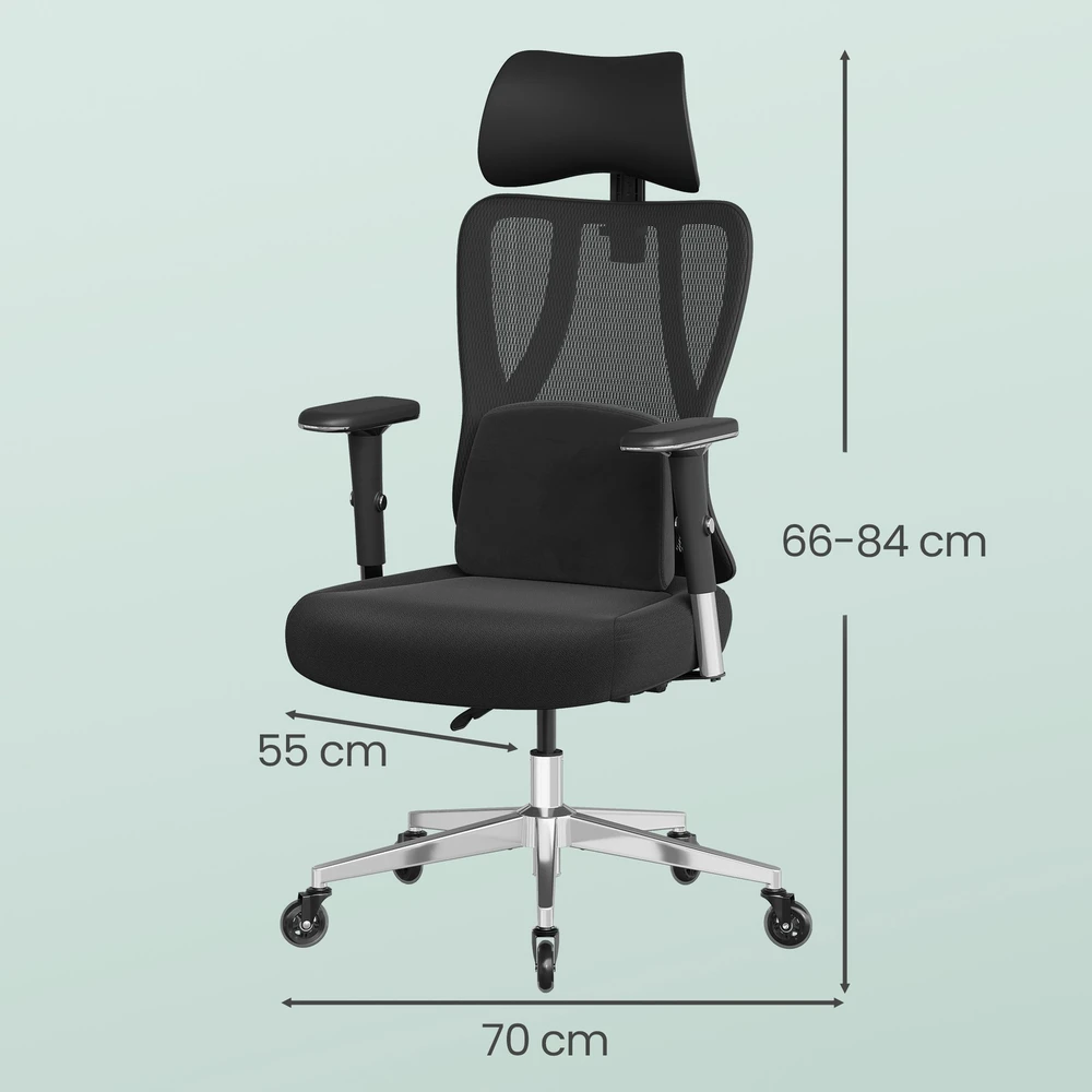 Koduva Biuro kėdė, ergonominė, sukama, juoda, 70 x 70 x 112–136 cm, iki 150 kg