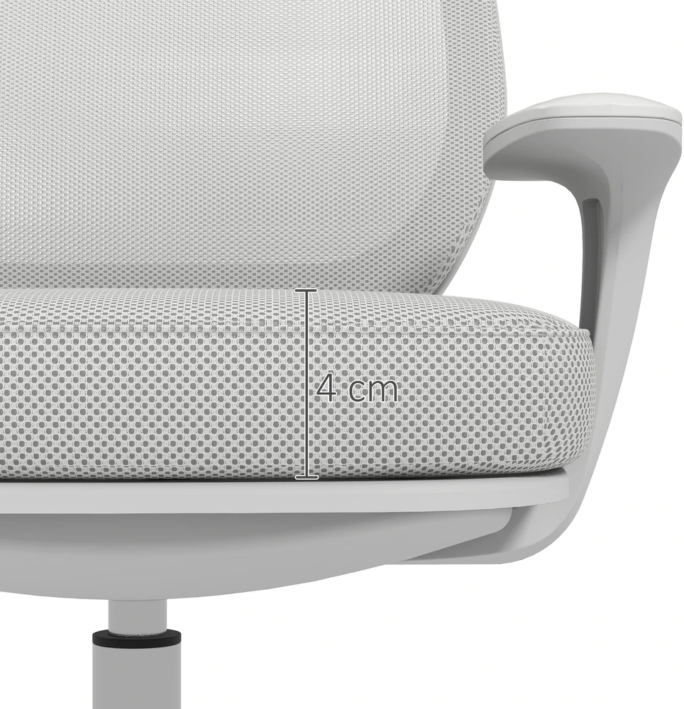 Aosom Biuro kėdė, ergonominė sukamoji, pilka, 55 x 48 x 82,5-94,5 cm