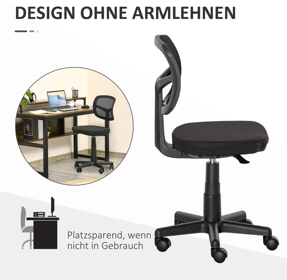 Aosom Biuro kėdė, ergonomiška, reguliuojamo aukščio, juoda