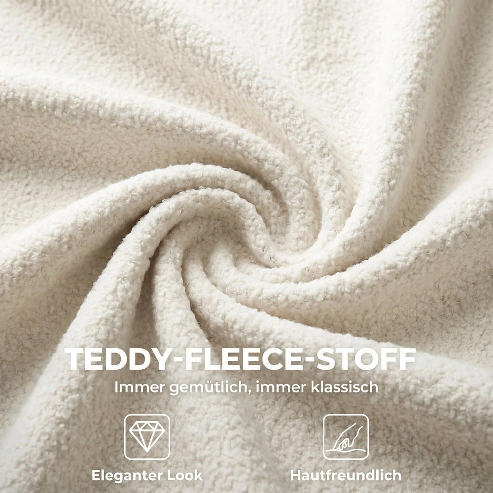 Aosom Biuro kėdė iš teddy fleece, reguliuojamo aukščio, su ratukais, kreminė