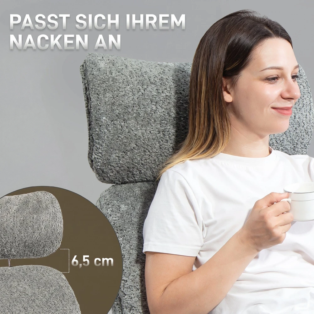 Aosom Biuro kėdė su reguliuojama galvos atrama, tamsiai pilka, 65 x 75 x 115-123 cm