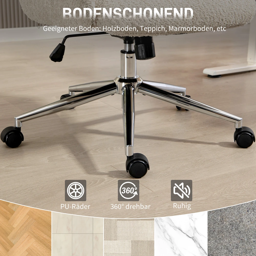 Aosom Biuro kėdė su reguliuojama galvos atrama, ergonomiška, šviesiai pilka, 115-123 cm